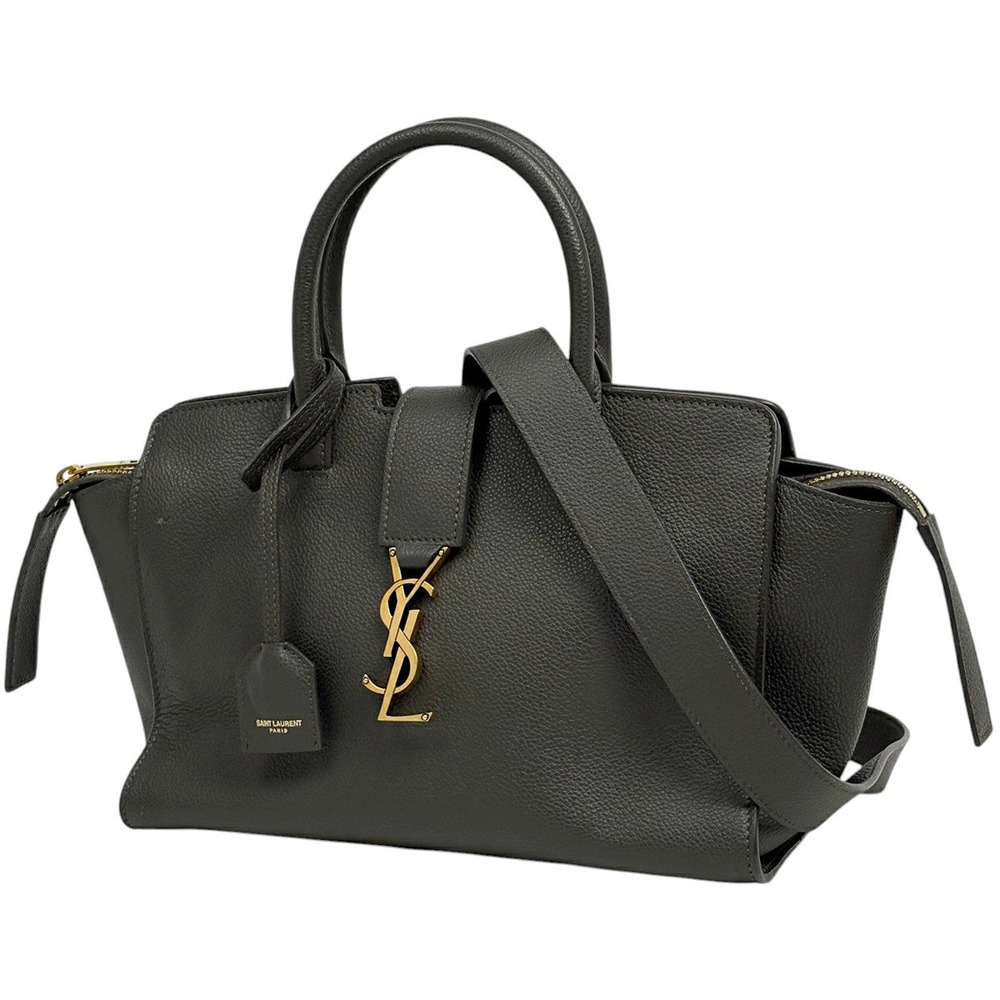 Saint Laurent Yves Downtown Baby Handbag Leather Gray